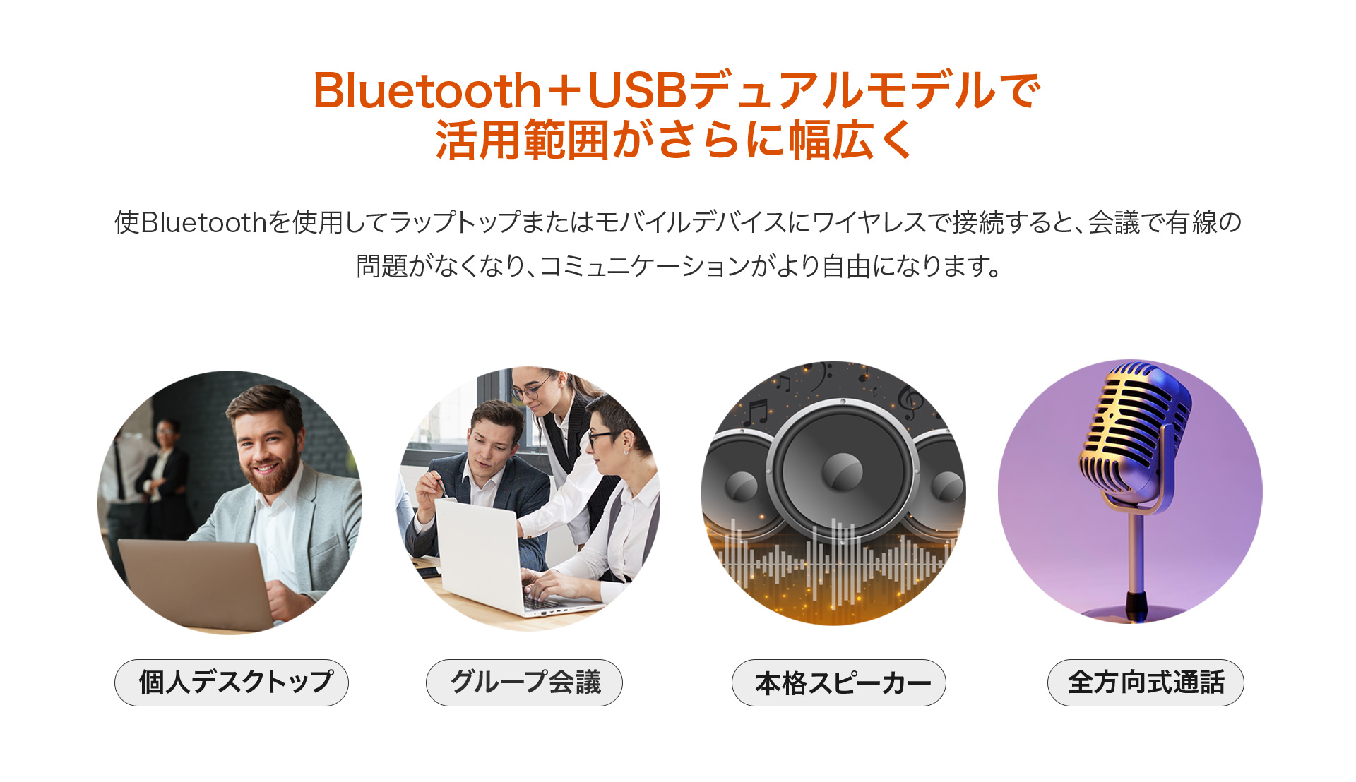 Bluetooth＋USBデュアルモデルで活用範囲がさらに幅広く
